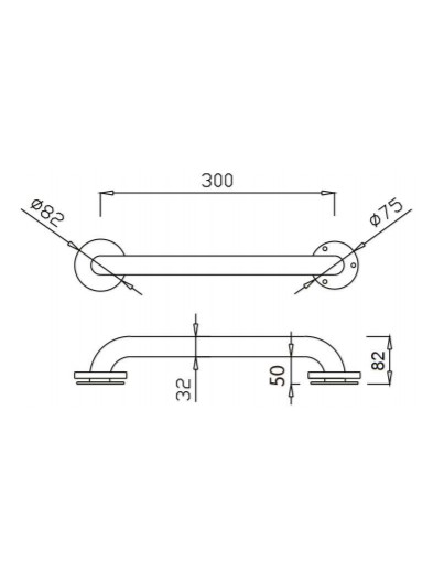 BARRES DROITES 2 POINTS D'APPUI  INOX SATINE