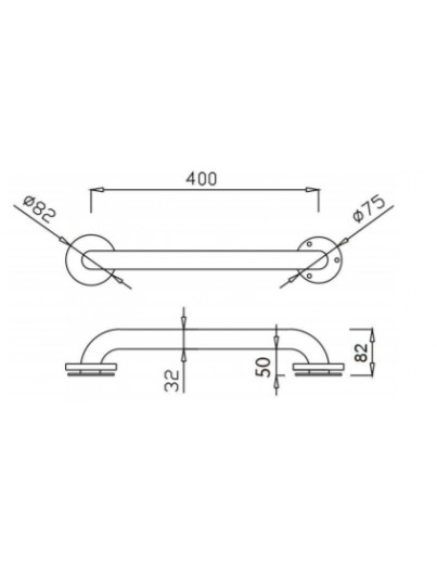 BARRES DROITES 2 POINTS D'APPUI INOX BRILLANT