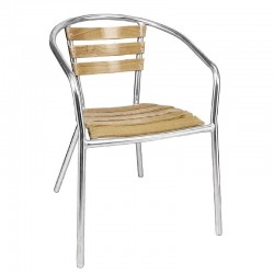 LE LOT DE  4 FAUTEUILS EN FRÊNE ET ALUMINIUM EMPILABLES