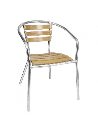 FAUTEUILS EN FRÊNE ET ALUMINIUM EMPILABLES