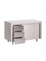 TABLE ARMOIRE INOX AVEC PORTES COULISSANTES ET 3 TIROIRS