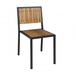 CHAISES ACIER ET ACACIA lot de 4