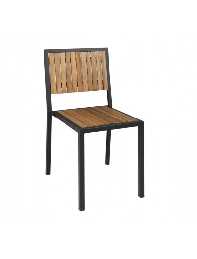 CHAISES ACIER ET ACACIA lot de 4