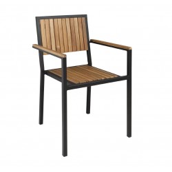 FAUTEUIL EN ACIER ET ACACIA lot de 4