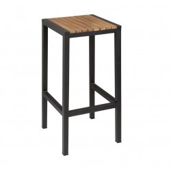 TABOURET DE BAR HAUT EN ACIER ET ACACIA le lot de 2