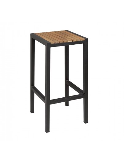 TABOURET DE BAR HAUT EN ACIER ET ACACIA le lot de 2