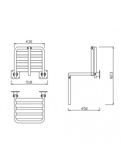 SIÈGE DE DOUCHE RABATTABLE – ACIER INOX.